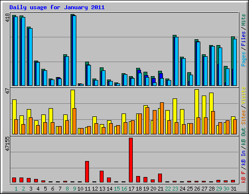 Daily usage for January 2011