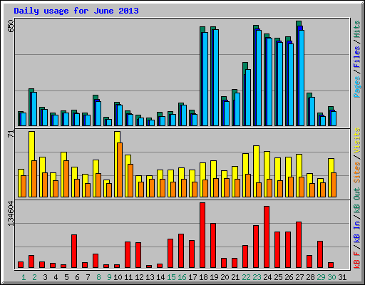 Daily usage for June 2013
