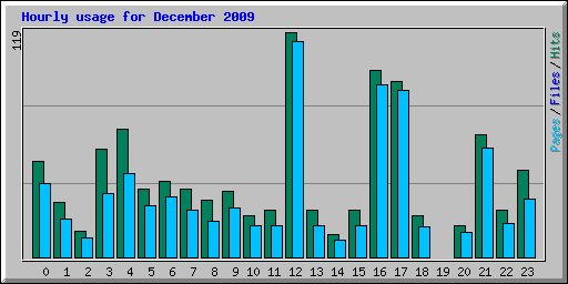 Hourly usage for December 2009