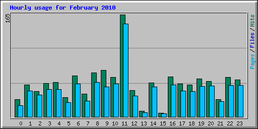 Hourly usage for February 2010